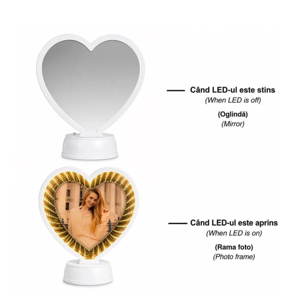 Oglinda magica cu efect INFINITY LED - INIMA